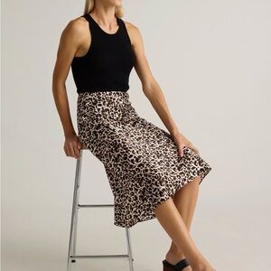 Leopard Print Midi Silk Skirt